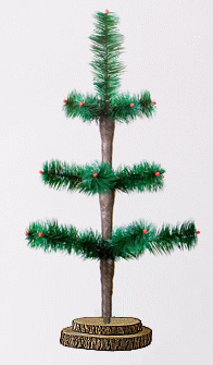 19th Century German Feather Tree with Early Glass Ornaments
